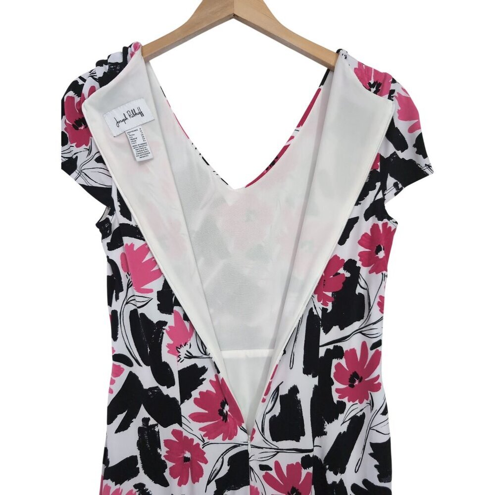 Joseph Ribkoff Sheath Dress Womens 8‎ Floral Short Sleeve Faux Wrap Career Event - Picture 7 of 11